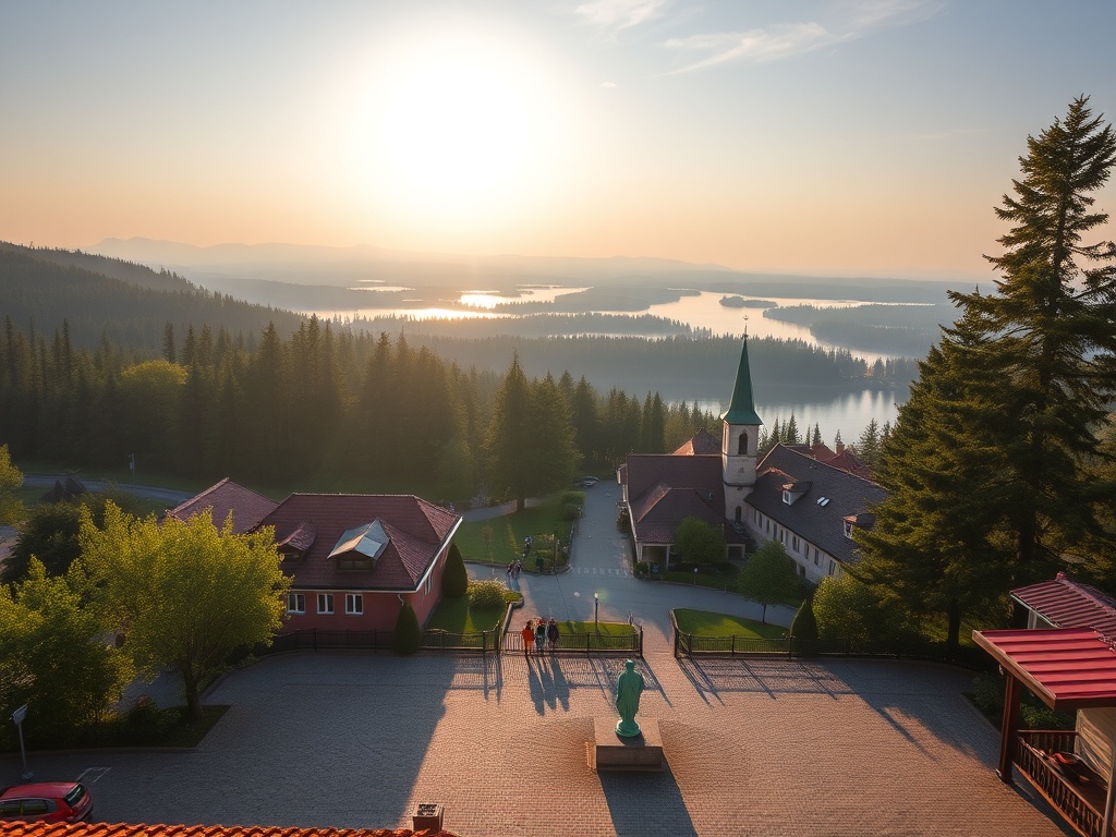 Spacerownicy na ścieżce leśnej w okolicach Bartoszyce, widoczne oznakowanie szlaku i pejzaż naturalny
