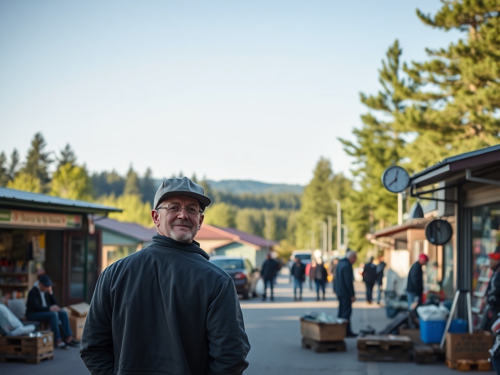 Mapa Bartoszyc z zaznaczonymi potencjalnymi miejscami pracy, ilustrująca wyzwania rynku pracy.