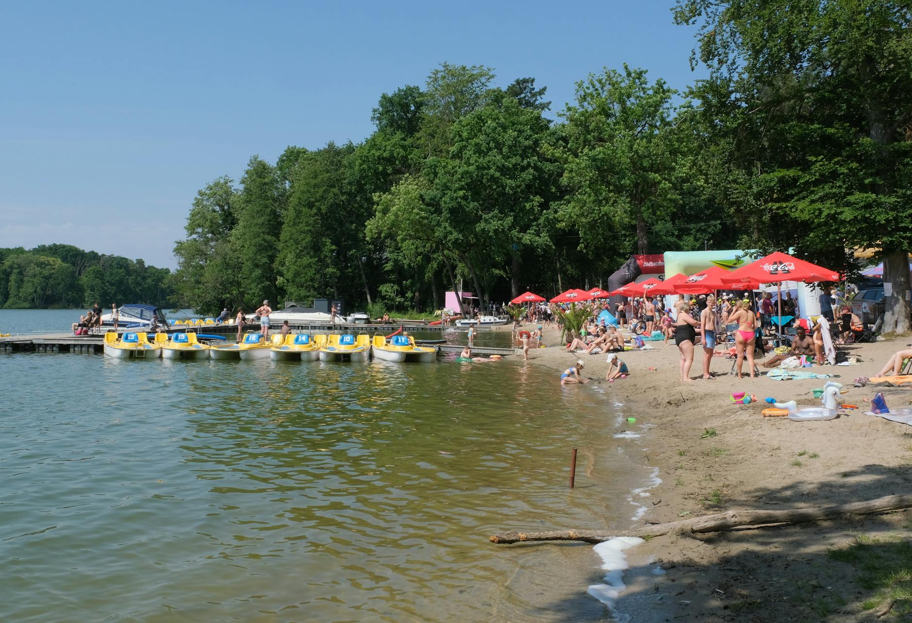 Widok na rzekę Łynę w Bartoszycach w słoneczny dzień, idealny na majówkowe spacery.